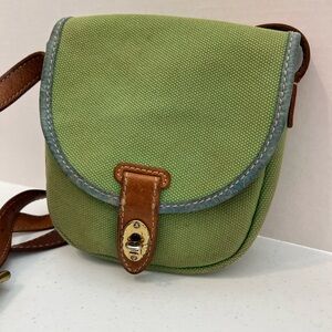 Fossil Austin Flap Bag Messenger Green Leather Adjustable Crossbody